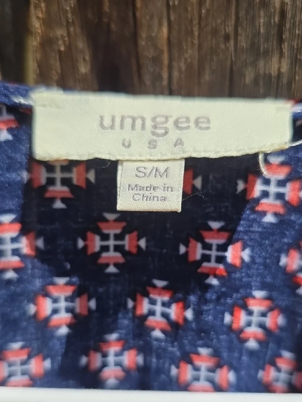 Umgee Navy and Red Geometric Open-Front Kimono Coverup Loose Small/Med